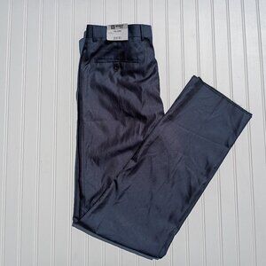 HENRY UOMO Dress Pants Mens 34 Navy Blue Pinstriped Unhemmed Slacks Flat Front